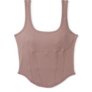 Women's Ribbed Corset Top - Brown